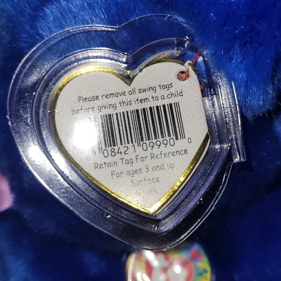 Vintage 1999 Beanie Buddies Clubby Official Club Teddy Bear Blue Plush Lovey 14" - Picture 5 of 7